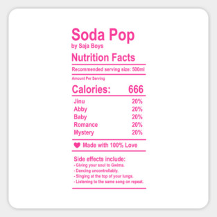 Saja Boys Nutrition Facts Sticker