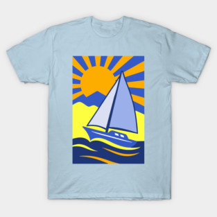 Retro Sailboat Art – Bold Ocean Sailing Sunset Design T-Shirt