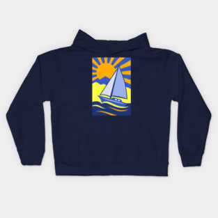 Retro Sailboat Art – Bold Ocean Sailing Sunset Design Kids Hoodie