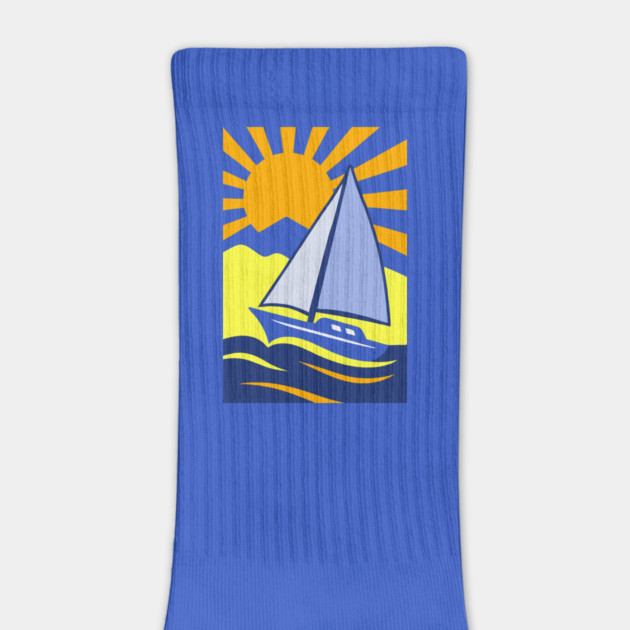 Retro Sailboat Art – Bold Ocean Sailing Sunset Design by DonWillisJrArt