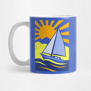 Retro Sailboat Art – Bold Ocean Sailing Sunset Design Mug