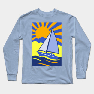 Retro Sailboat Art – Bold Ocean Sailing Sunset Design Long Sleeve T-Shirt
