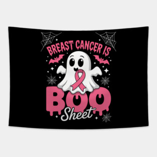 Breast Cancer Is Booo Sheet Halloween Breast Cancer Awareness Tapestry