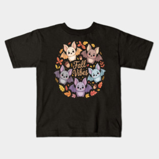 Bat Fall Vibes Fall Season Kids T-Shirt