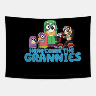Cute Bluey Come Here The Grannies Bluey Vintage Cartoon Tapestry