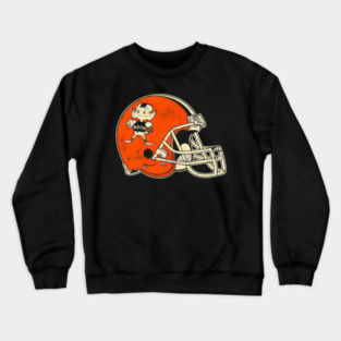 Retro Distressed Cleveland Browns Brownie Helmet Crewneck Sweatshirt