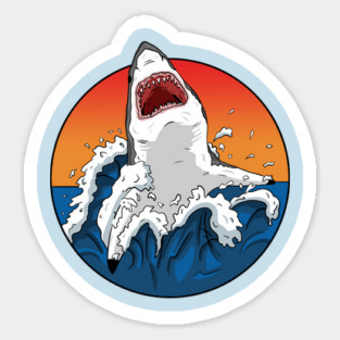 Great White Shark Breaching Sticker