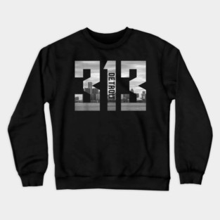 Vintage Detroit Michigan 313 Area Code Skyline Crewneck Sweatshirt