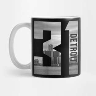 Vintage Detroit Michigan 313 Area Code Skyline Mug