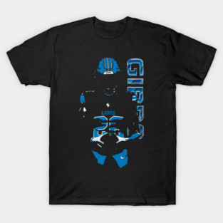 Jahmyr Gibbs Detroit Football Art with Electric Blue Highlights T-Shirt