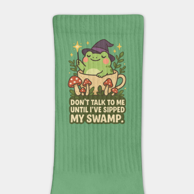 Don’t Talk to Me Frog Witch – Cute Kawaii Frog with Magic Wand and Mushrooms – Funny Nature Quote T-Shirt & Apparel by Anne Lee