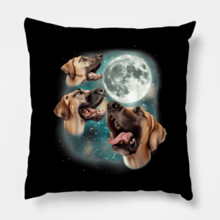 Three Great Dane Moon  3 Howling Dogs Canine Meme Parody T-Shirt Pillow