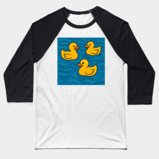 Cute Rubber Ducks in Water Baseball T-Shirt