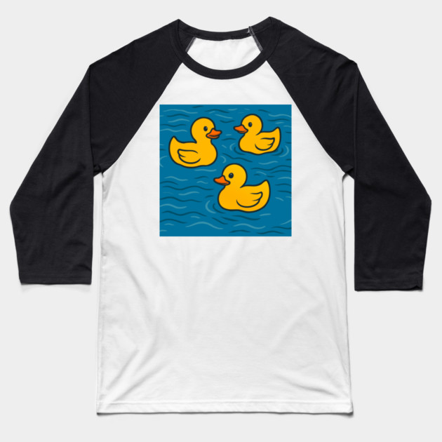 Cute Rubber Ducks in Water Baseball T-Shirt by DonWillisJrArt