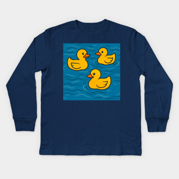 Cute Rubber Ducks in Water Kids Long Sleeve T-Shirt by DonWillisJrArt