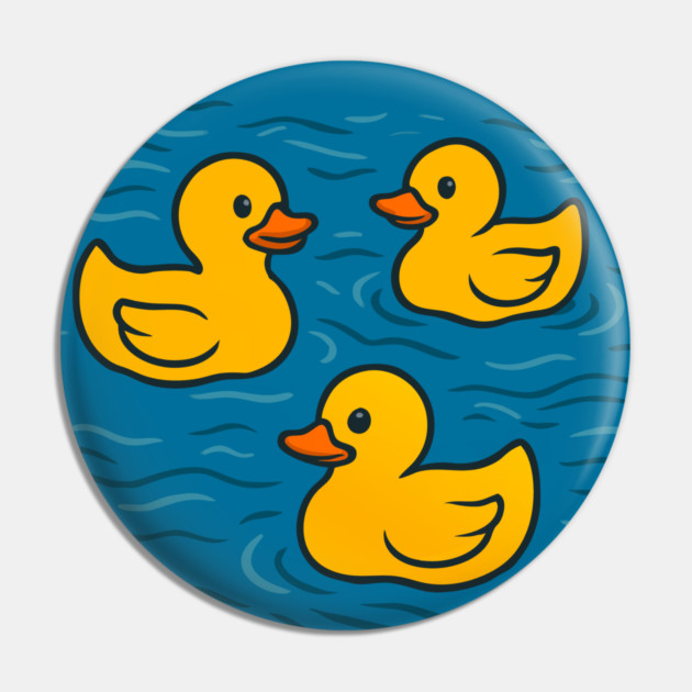 Cute Rubber Ducks in Water Pin by DonWillisJrArt
