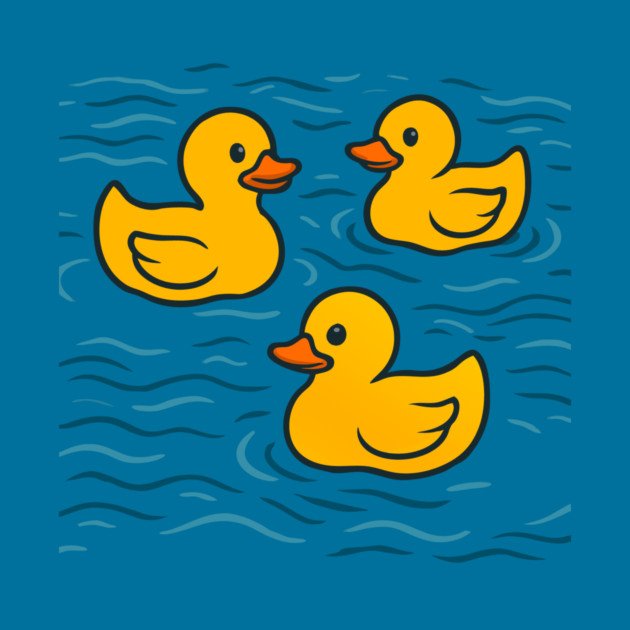 Cute Rubber Ducks in Water by DonWillisJrArt