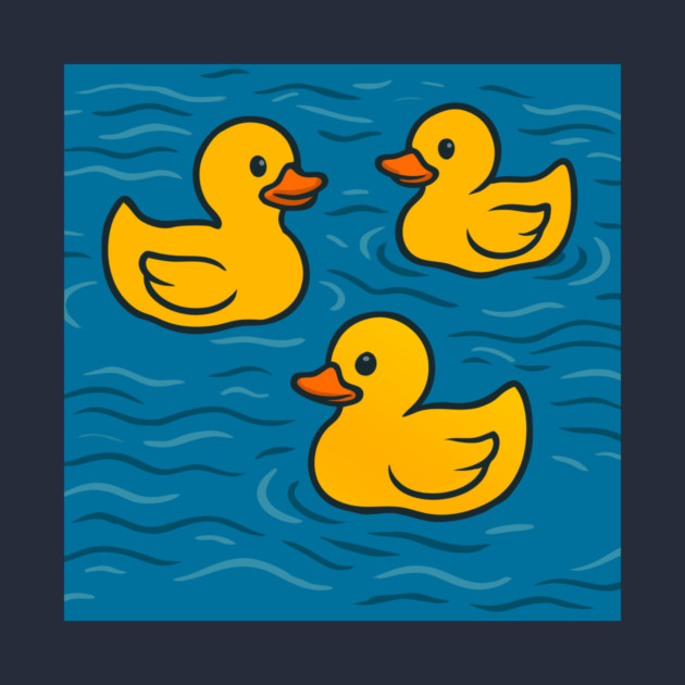 Cute Rubber Ducks in Water by DonWillisJrArt