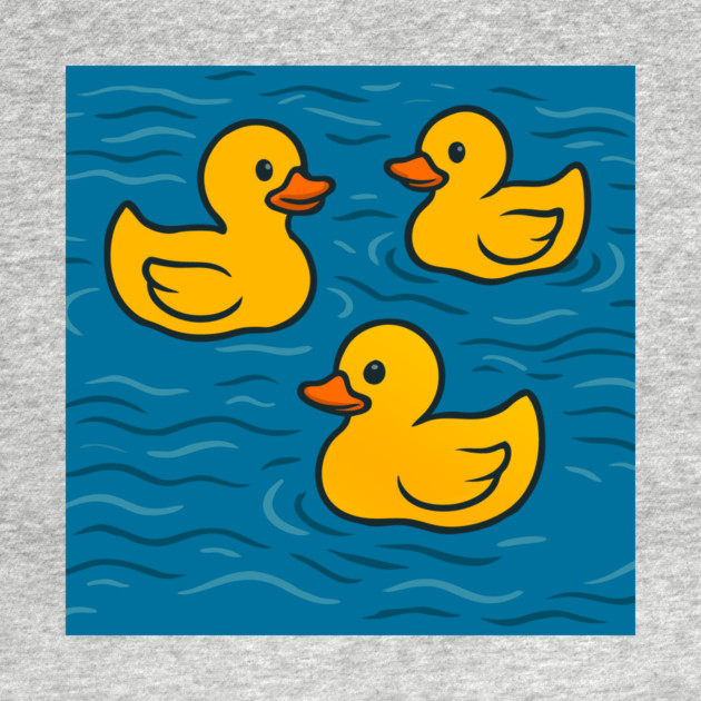 Cute Rubber Ducks in Water by DonWillisJrArt