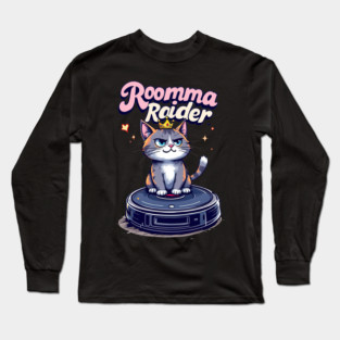 A close up of a cartoon cat with a crown on top of a round object Long Sleeve T-Shirt
