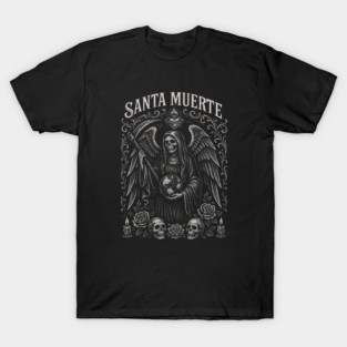 Santa Muerte Gothic Art | Dark Mexican Folk Design T-Shirt