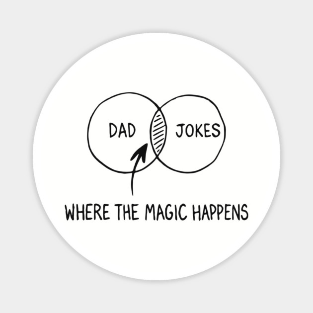 Dad Jokes Where The Magic Happens Parenting Humor Magnet by Anticorporati