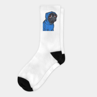 Black Pug Hoodie Socks