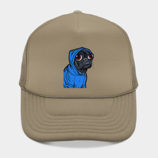 Black Pug Hoodie Hat