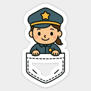 Cute Girl Police Officer Pocket Pal Police Officer Heroic Sticker