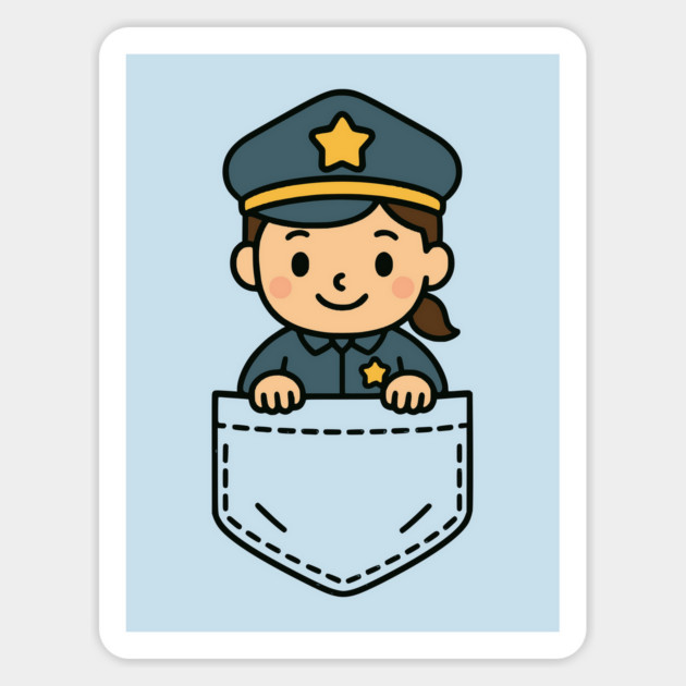 Cute Girl Police Officer Pocket Pal Police Officer Heroic Magnet by Yesteeyear