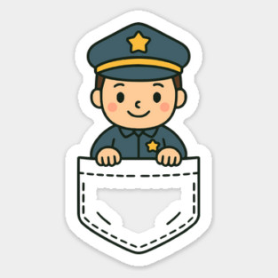 Cute Boy Police Officer Pocket Pal Support Dad Hero Sticker