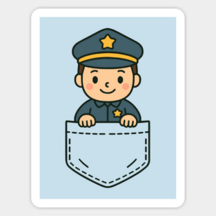 Cute Boy Police Officer Pocket Pal Support Dad Hero Magnet