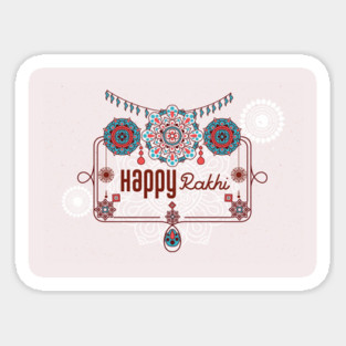 Happy Rakhi, Raksha Bandhan, teal and pink Sticker