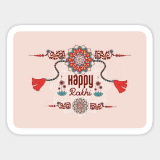 Happy Rakhi, Raksha Bandhan, red and teal Sticker
