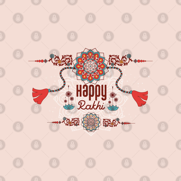 Happy Rakhi, Raksha Bandhan, red and teal by HolidayBug