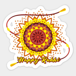 Happy Rakhi, yellow Sticker