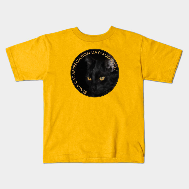 Black Cat Appreciation Day Kids T-Shirt by HolidayBug