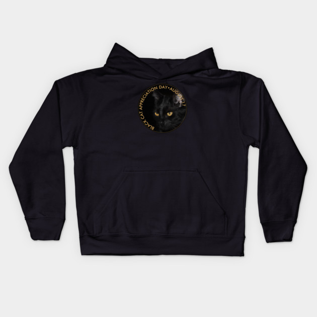 Black Cat Appreciation Day Kids Hoodie by HolidayBug