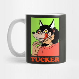 Man Unzipping Cartoon Wolf Mask – Funny Tucker Art Mug