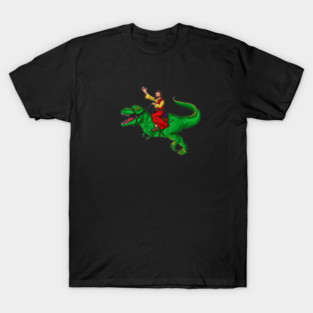Holy Man Riding T-Rex – Funny Religious Dinosaur Mashup T-Shirt