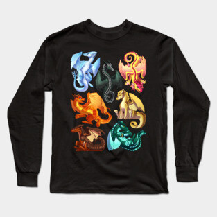 Wings of Fire: Jade Winglet Dragons - Moonwatcher, Winter, Qibli, Turtle, Kinkajou, Umber, Peril, Long Sleeve T-Shirt