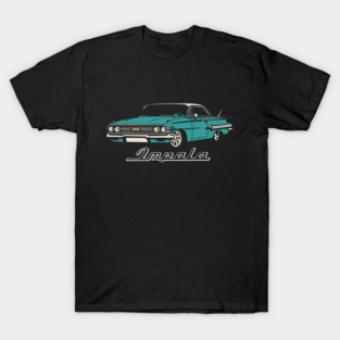 1960 Chevy Impala in Vintage Aqua Lowrider Style T-Shirt