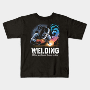 Welding Where Sparks and Dreams Collide | Welder Dad Life Retro Kids T-Shirt