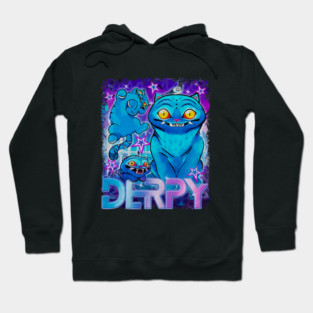Derpy Cat Funny Neon Blue Tiger Hoodie