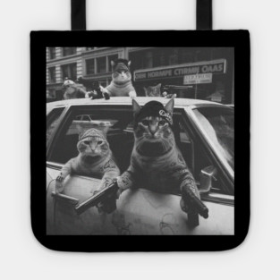 Funny Cat Gang Vintage Funny Cat Meme Tote