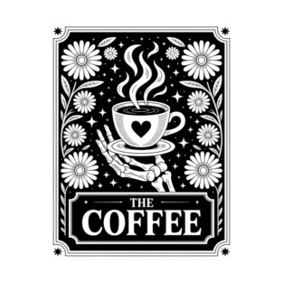 Coffee Tarot Card Aesthetic Skull T-Shirt