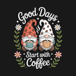 Cute Coffee Lovers Gnomes Gnomies T-Shirt