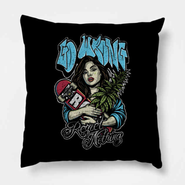 Dope Skate Girl Pillow by Wrongteeshirt