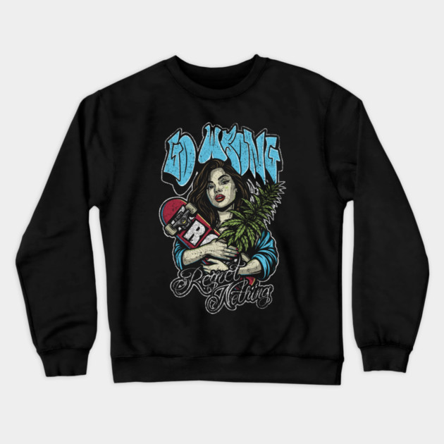 Dope Skate Girl Crewneck Sweatshirt by Wrongteeshirt
