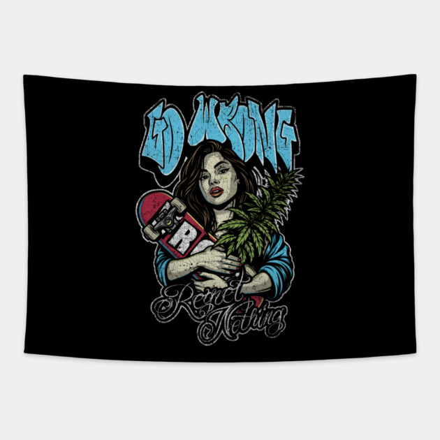 Dope Skate Girl Tapestry by Wrongteeshirt